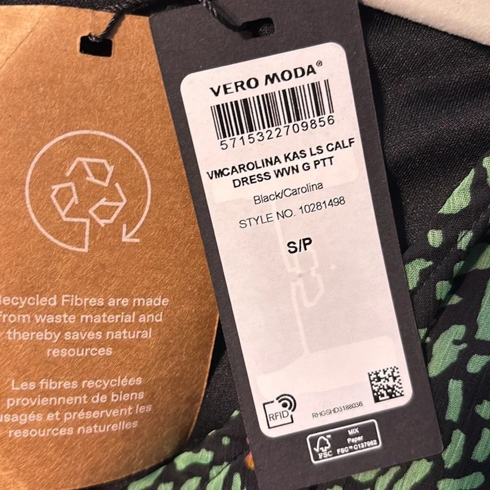 Vero Moda Floral Midi Dress Women's Size Small Belted Ruched Femme Bohemian - Picture 7 of 10